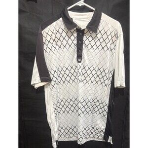 OGIO Men's Golf Polo Shirt Short Sleeve Size L White Black Checkered Vintage